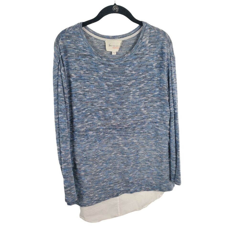 Two By Vince Camuto Blouse Small Womens Blue Long Sleeve Crew Neck Pullover Casu